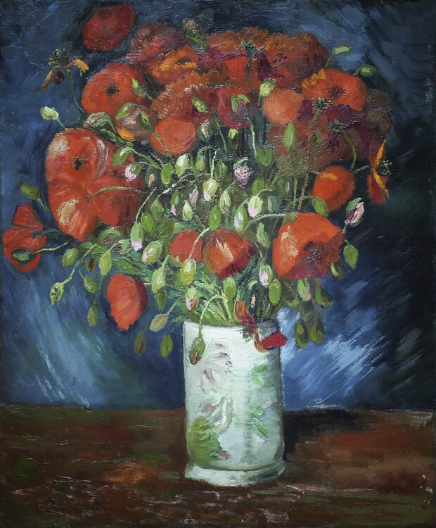 Vincent van Gogh Obrazová reprodukce Vase with Poppies (1886), Vincent van Gogh, 35 × 40 cm