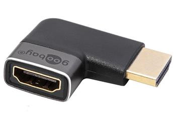 Redukce HDMI A(M) - HDMI A(F), 8K@60 Hz,lomená vpravo zlacené konektory