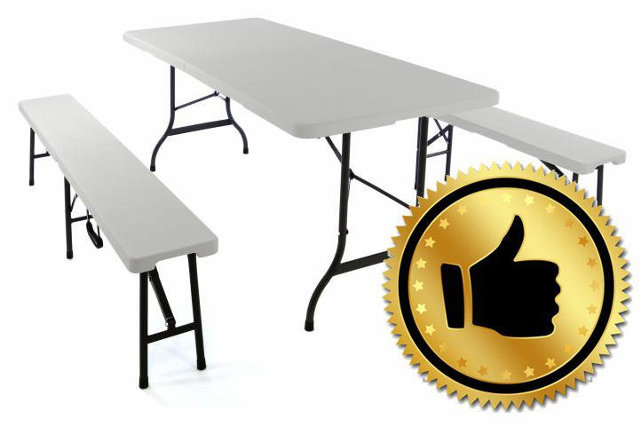 Garthen Skládací zahradní stůl 183 cm + 2 lavice