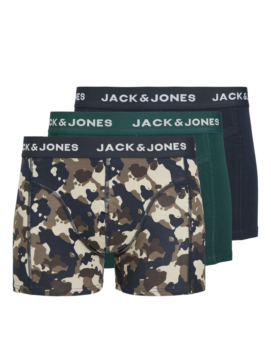 Jack&Jones 3 PACK - pánské boxerky JACCAMOFLAGE 12259089 Navy Blazer L