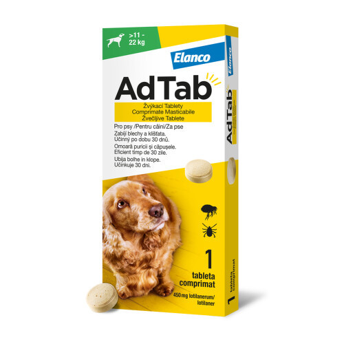 AdTab 450mg žvýkací tablety pro psy >11-22kg 1ks - balení 2 ks