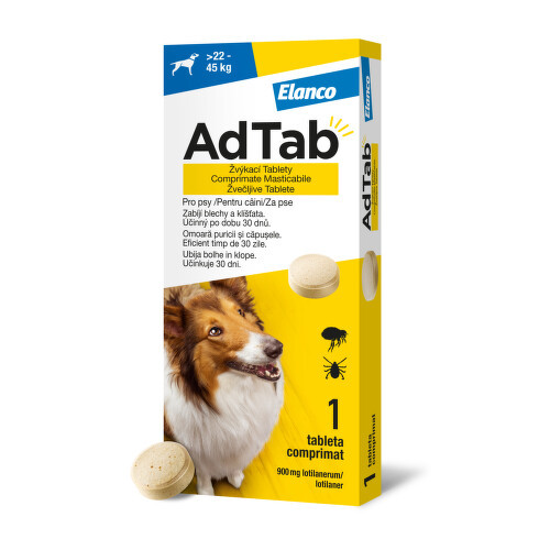 AdTab 900mg žvýkací tablety pro psy >22-45kg 1ks - balení 2 ks