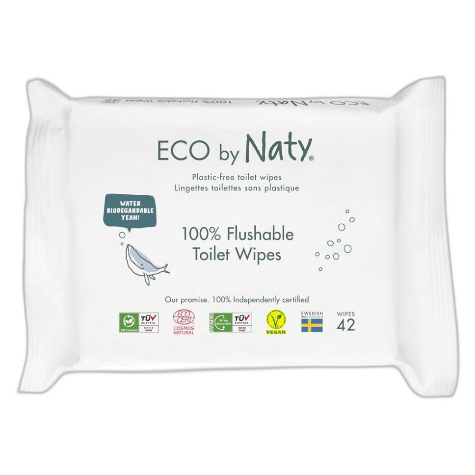 ECO BY NATY Vlhčené splachovatelné ubrousky s funkcí toaletního papíru bez vůně  42 ks, poškozený obal