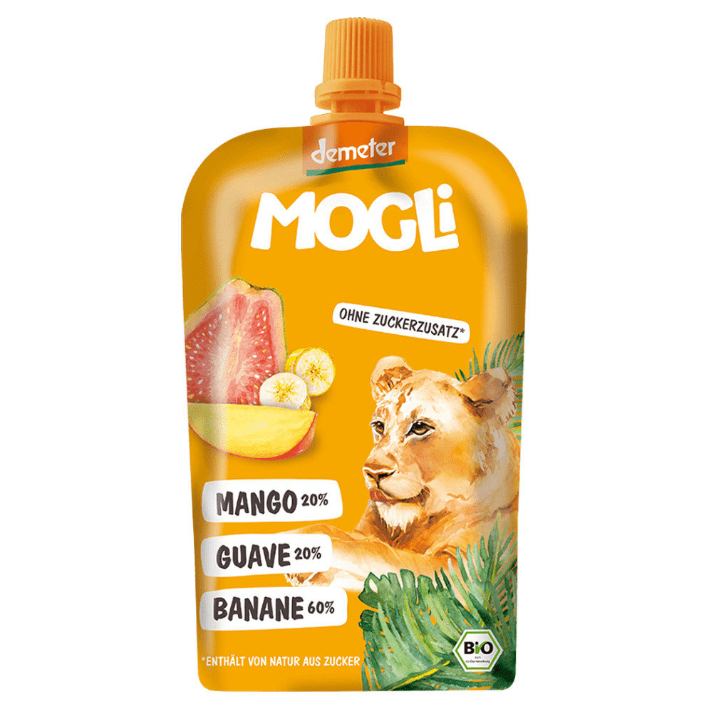 MOGLI Bio kapsička banán mango guave s certifikací Demeter 3r+ 120 g