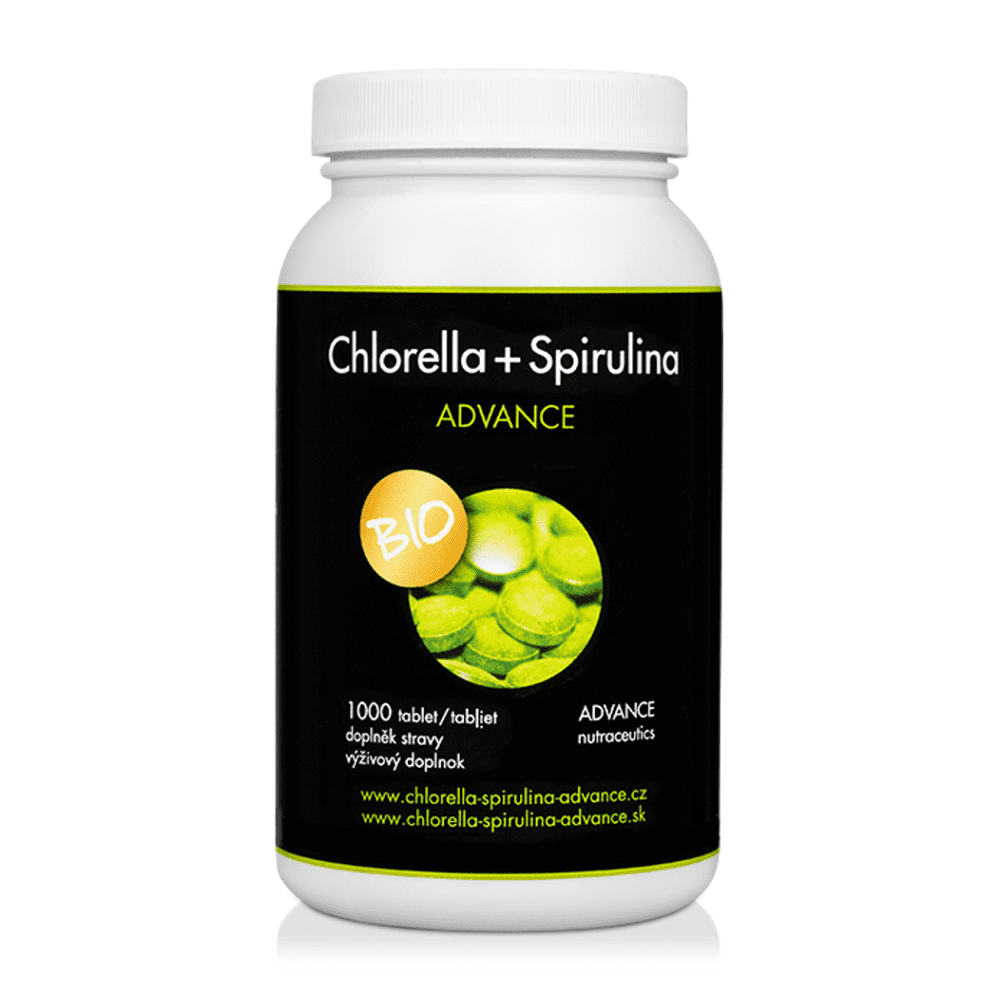 ADVANCE Chlorella + Spirulina 1000 tablet BIO, poškozený obal