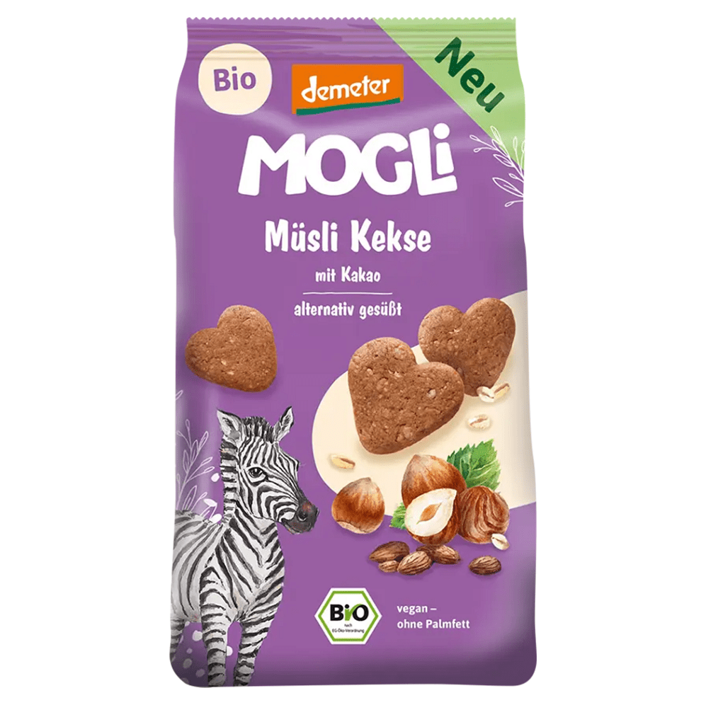 MOGLI Bio kakaové müsli sušenky s certifikací Demeter 3r+ 125 g