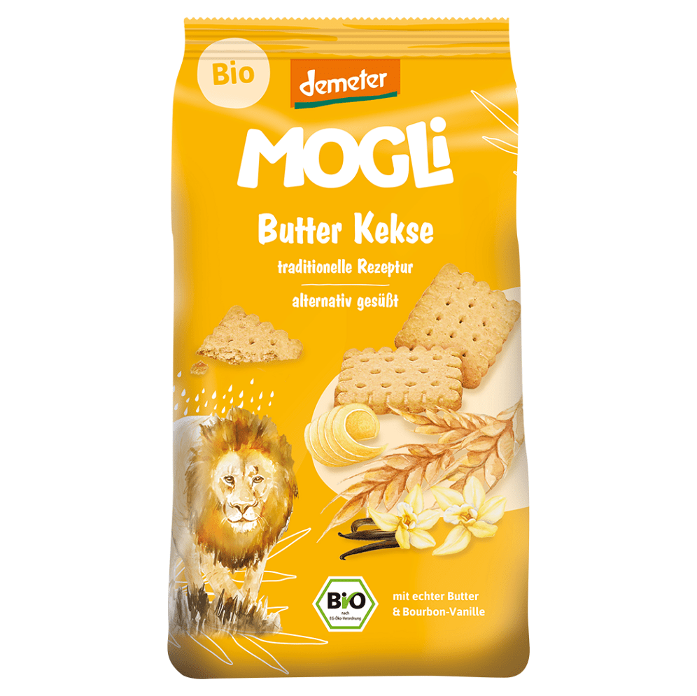 MOGLI Bio máslové sušenky s vanilkou Bourbon 3r+ 125 g