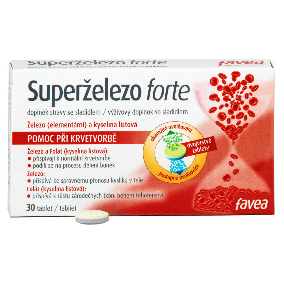 FAVEA Superželezo forte 30 tablet, poškozený obal