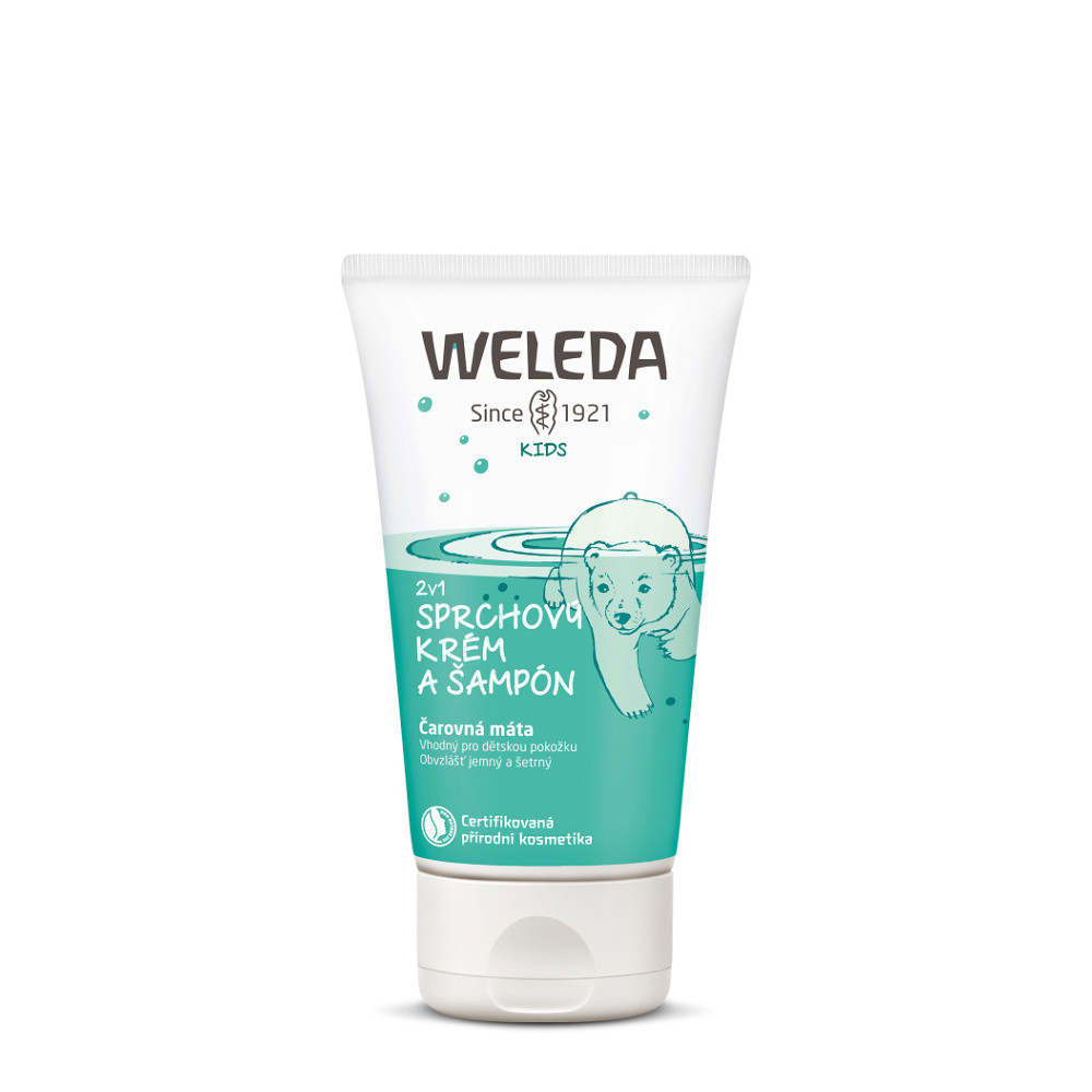 WELEDA 2v1 Sprchový krém a šampon Čarovná máta 150 ml, poškozený obal