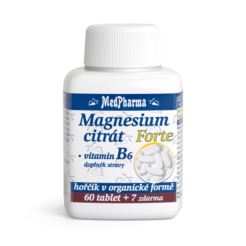 MEDPHARMA Magnesium citrát Forte a vitamín B6 67 tablet, poškozený obal