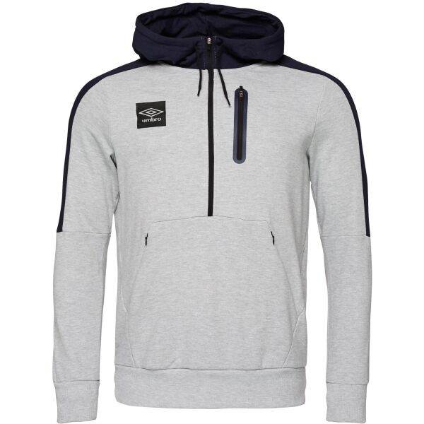 Umbro TERRACE HALF ZIP HOODIE Pánská mikina, šedá, velikost