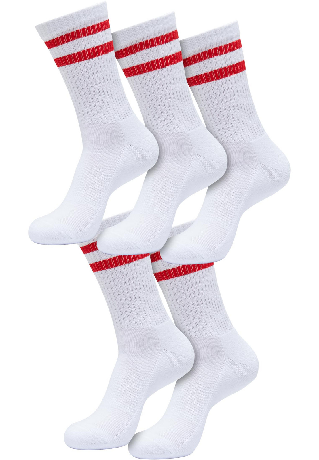 Double Stripe Socks 5-Pack - white/cityred 43-46