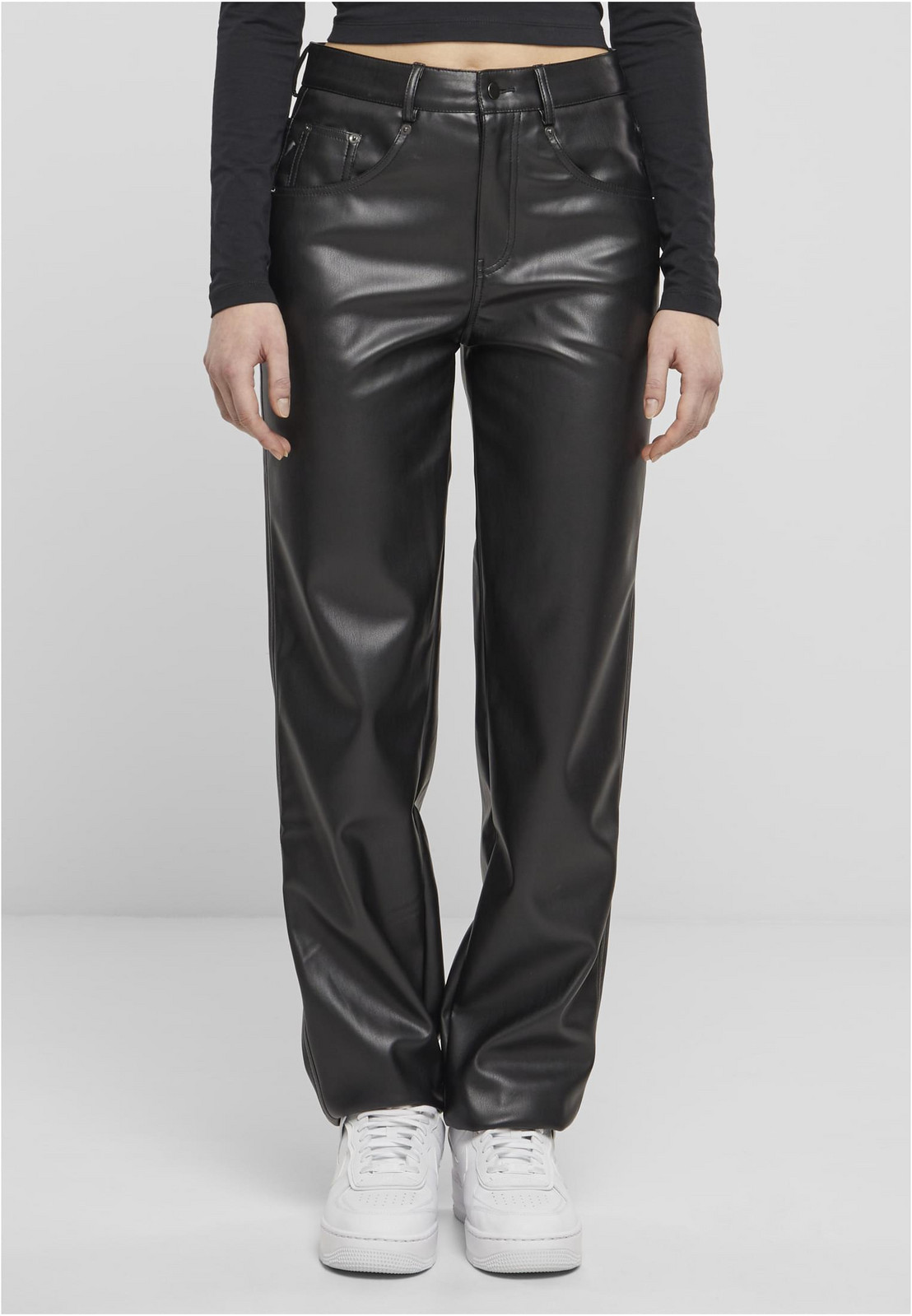 Ladies Straight Leg Synthetic Leather Pants 26