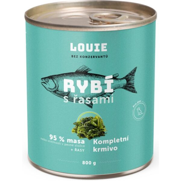 LOUIE Rybí s řasami 800 g Psí konzerva, zelená, velikost