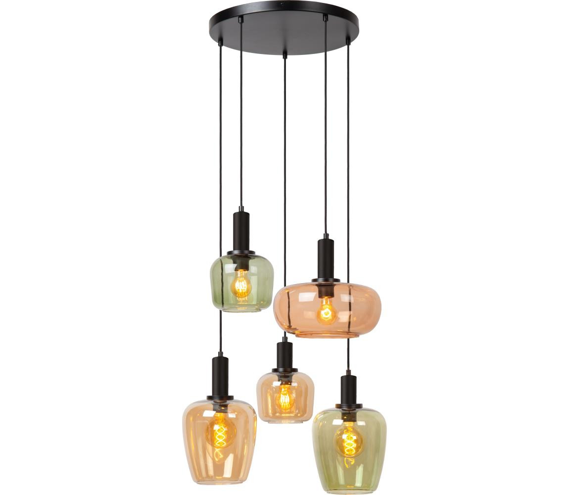 Lucide Lucide 45408/15/99 - Lustr na lanku ILONA 5xE27/40W/230V černá/béžová