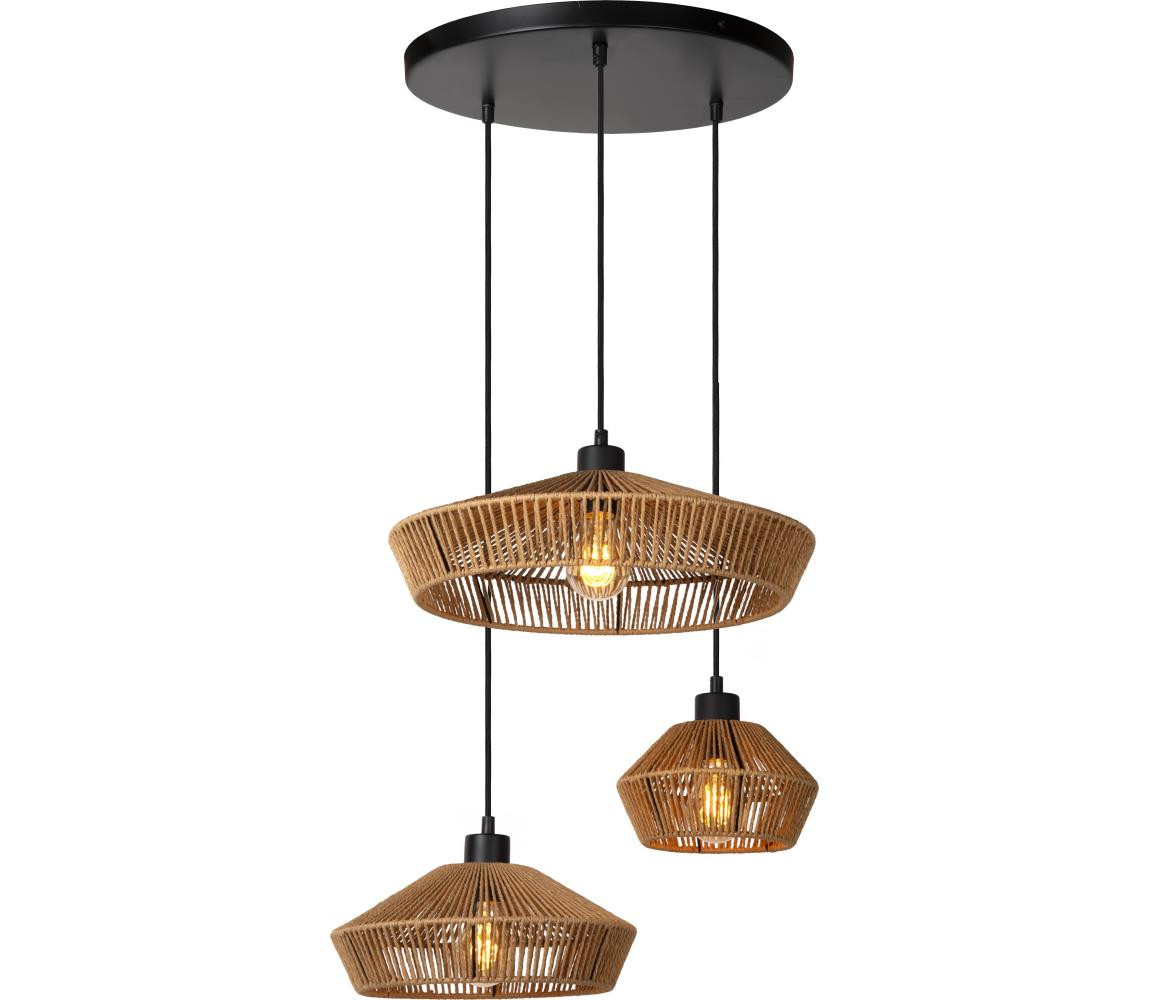 Lucide Lucide 10413/03/72 - Lustr na lanku YUNKAI 3xE27/60W/230V hnědá