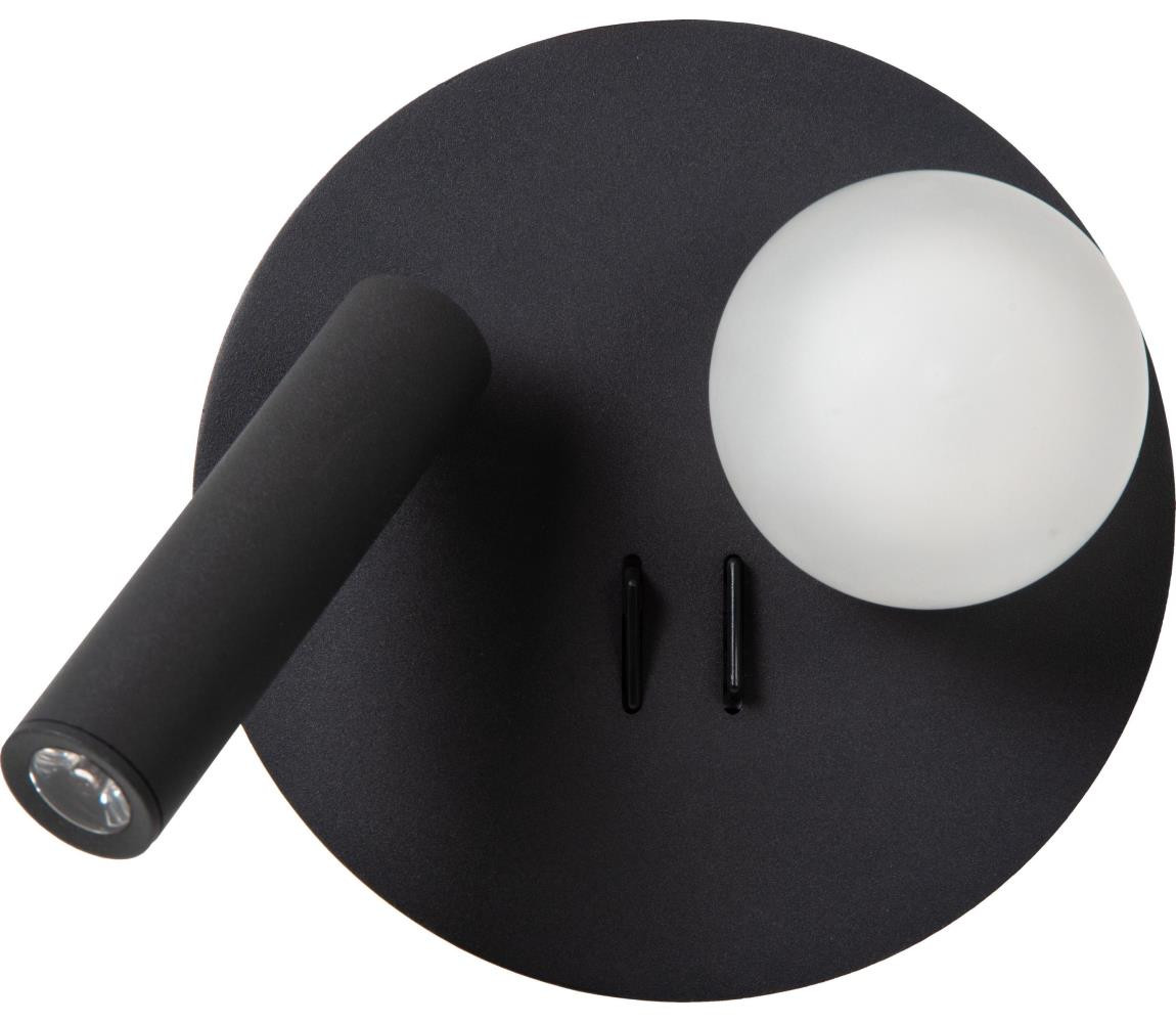 Lucide Lucide 77286/02/30 - LED Nástěnné svítidlo MATIZ 2xLED/3,5W/230V USB černá