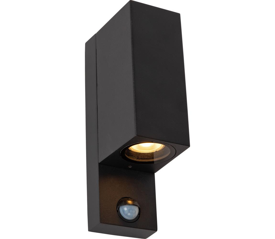 Lucide Lucide 69802/02/30 -Venkovní svítidlo se senzorem ZARO 2xGU10/7W/230V IP65 černá