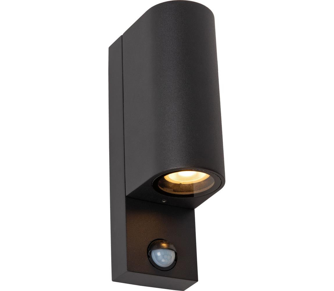 Lucide Lucide 69803/02/30 -Venkovní svítidlo se senzorem ZARO 2xGU10/7W/230V IP65 černá