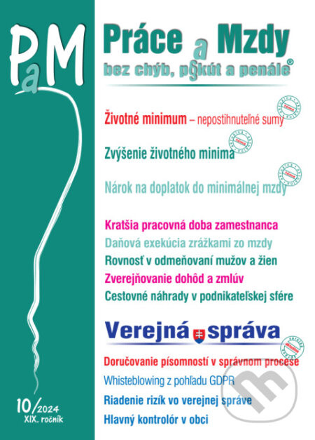 Práce a Mzdy bez chýb, pokút a penále č. č. 10 / 2024 - Životné minimum – nepostihnuteľné sumy - Poradca s.r.o.