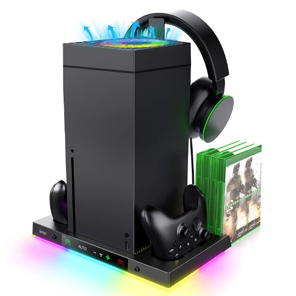 iPega XBX024S Multifunkční nabíjecí stojan s RGB a chladěním pro Xbox Series X