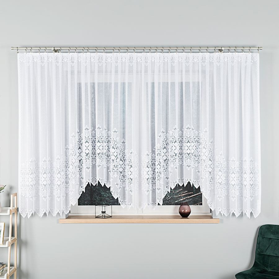 Dekorační krátká vzorovaná záclona na žabky NADIA 160 bílá 500x160 cm MyBestHome