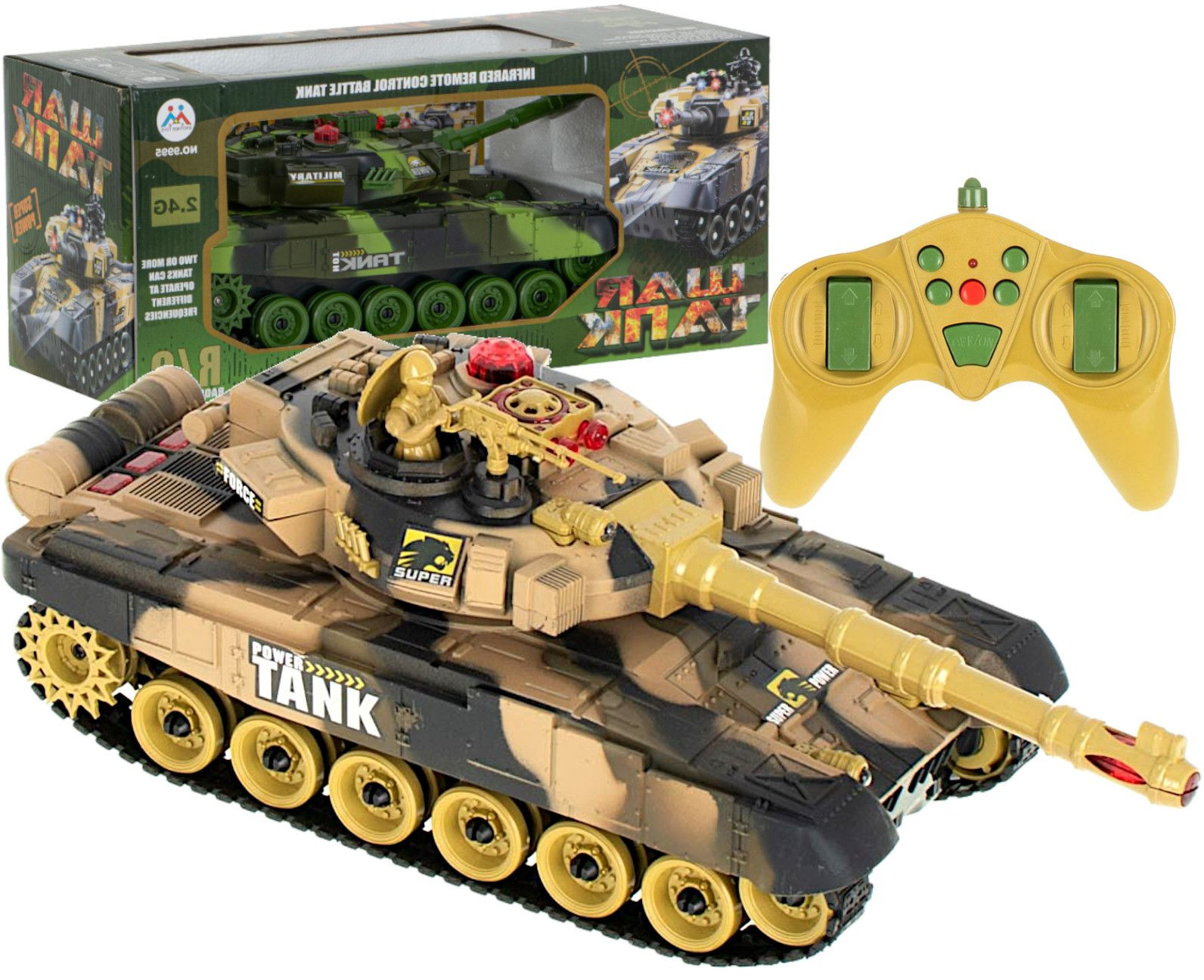 Huina Toys RC válečný tank T-80 No.9993, desert camo, 2,4 GHz, RTR 1:24