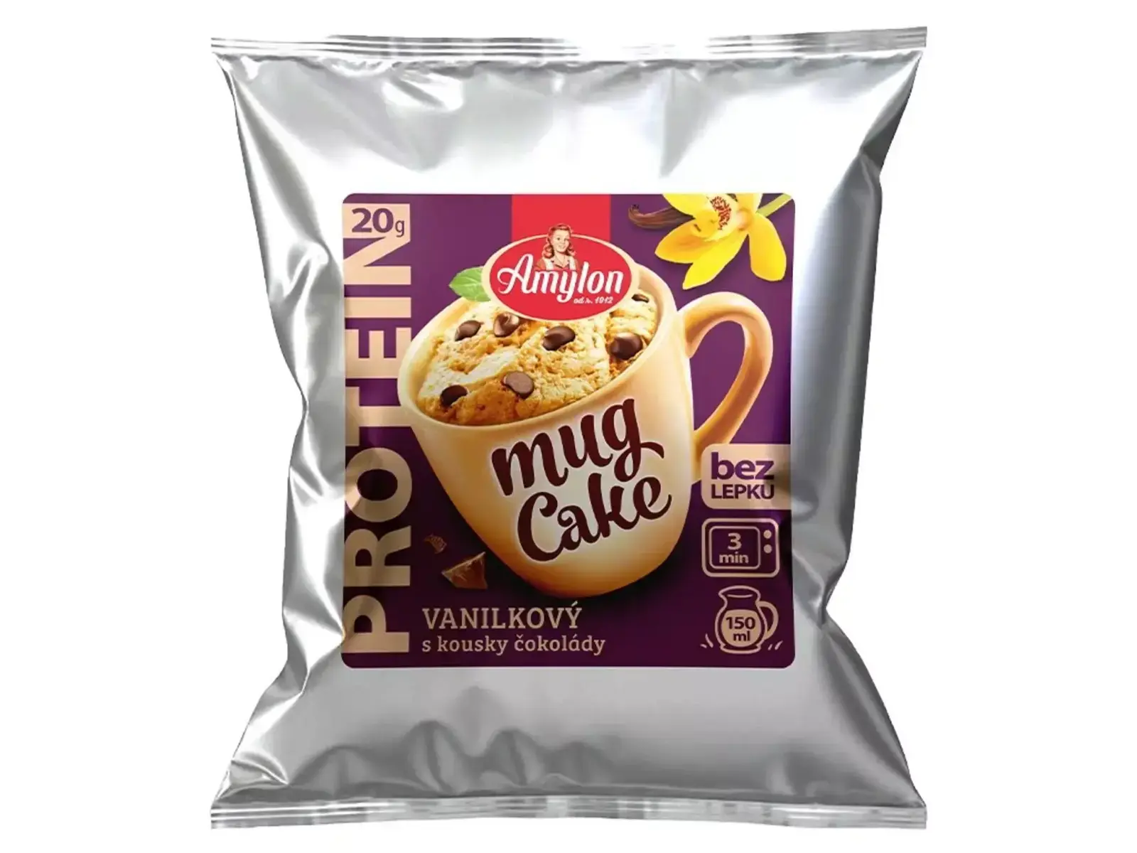 Amylon Proteinový mug cake vanilkový s kousky čokolády bezlepkový 60 g