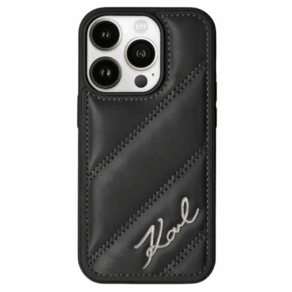 Pouzdro Karl Lagerfeld Diagonal Quilted Script pro iPhone 13 Pro / 13 - černé 3666339252168