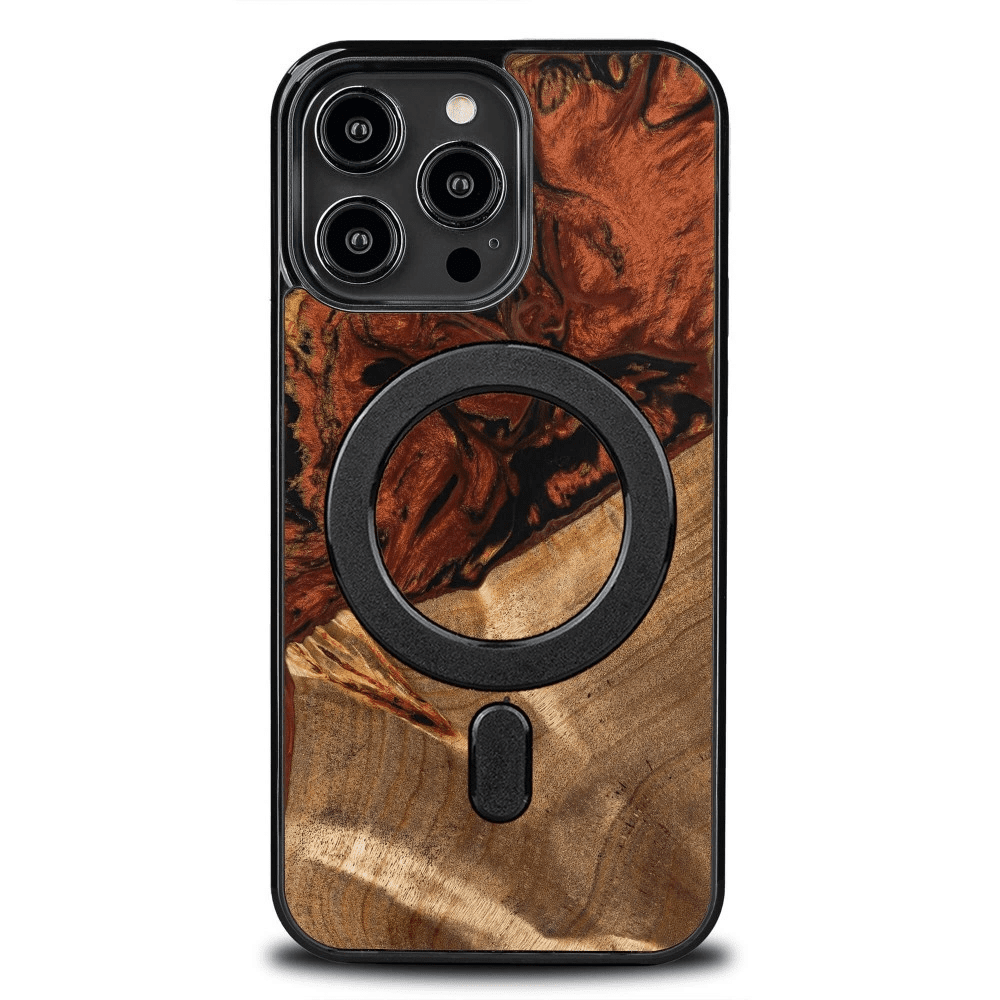 Pouzdro Bewood Unique MagSafe Fire Element ze dřeva a pryskyřice pro iPhone 14 Pro Max - černo-zlaté 5907511786506