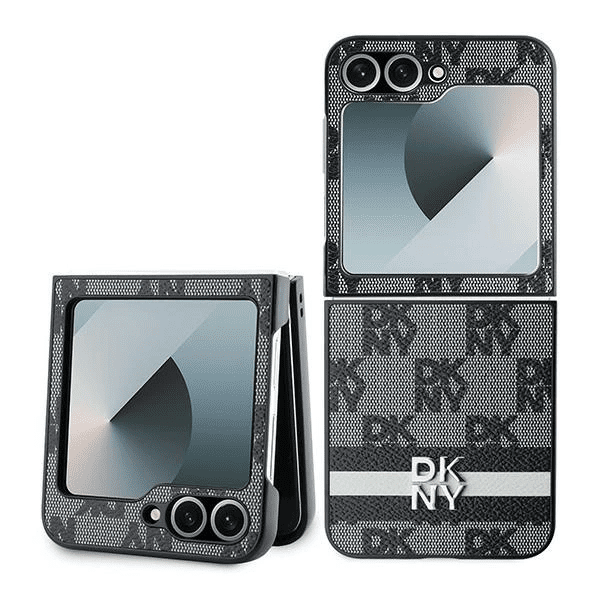 Pouzdro DKNY Chequered Pattern Printed Stripes pro Samsung Galaxy Z Flip 6 - černé 3666339322892