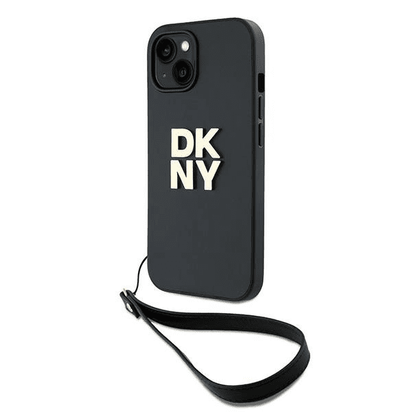 Pouzdro DKNY Wrist Strap Stock Logo pro iPhone 15 Plus - černé 3666339264741