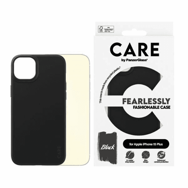 CARE by PanzerGlass Fearlessly Fashionable Case pro iPhone 15 Plus - černá