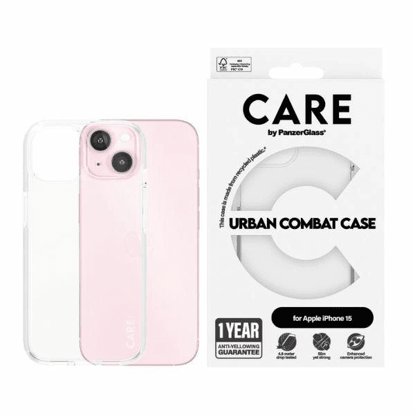 Pouzdro CARE by PanzerGlass Urban Combat pro iPhone 15 - čiré