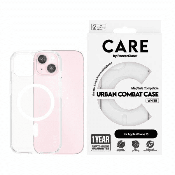 CARE by PanzerGlass Urban Combat Case MagSafe pro iPhone 15 - bílý