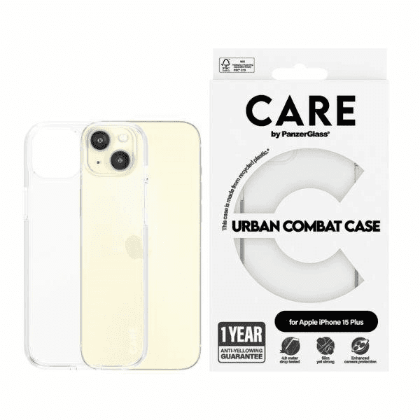 Pouzdro CARE by PanzerGlass Urban Combat pro iPhone 15 Plus - čiré