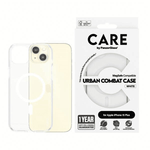 CARE by PanzerGlass Urban Combat Case MagSafe pro iPhone 15 Plus - bílý