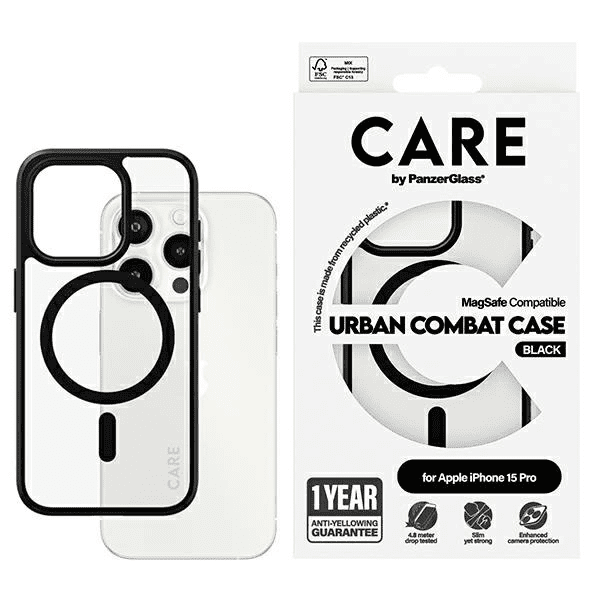 CARE by PanzerGlass Urban Combat Pouzdro MagSafe pro iPhone 15 Pro - černé