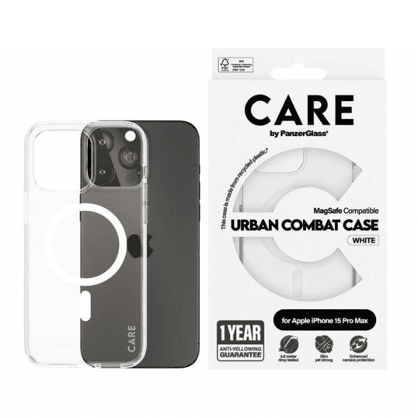 CARE by PanzerGlass Urban Combat Case MagSafe pro iPhone 15 Pro Max - bílý