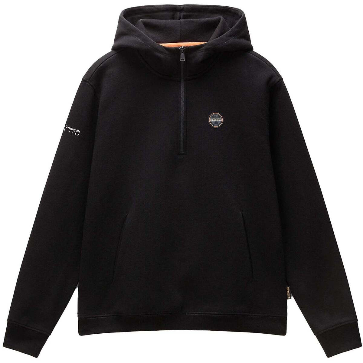 Napapijri  Badge Quarter Zip Hoodie Black  Černá