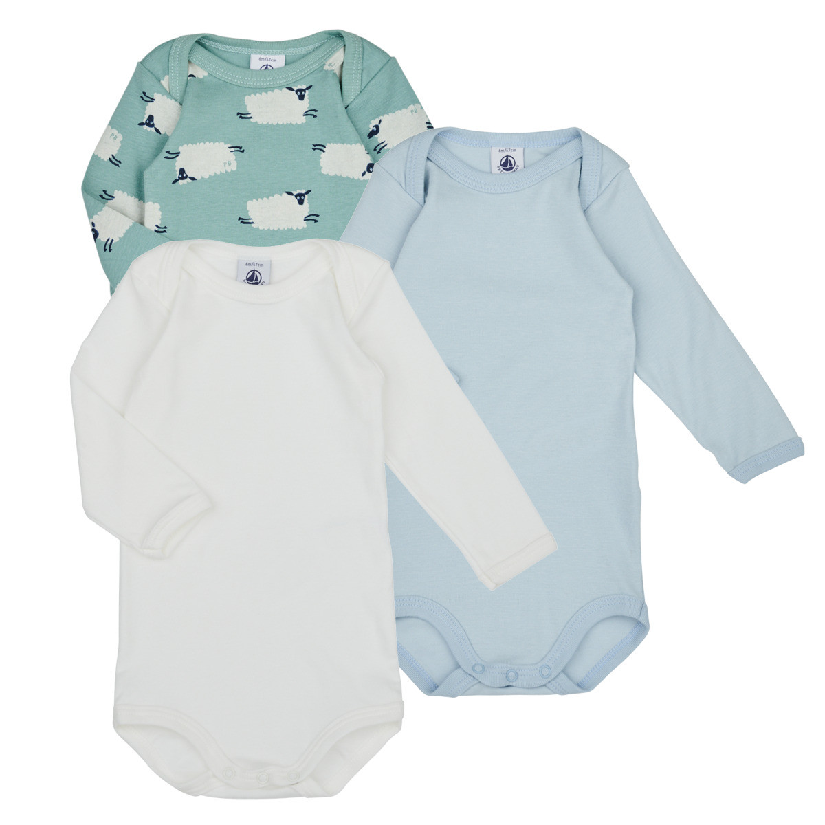 Petit Bateau  BODY US ML MOUTON PACK X3  Zelená