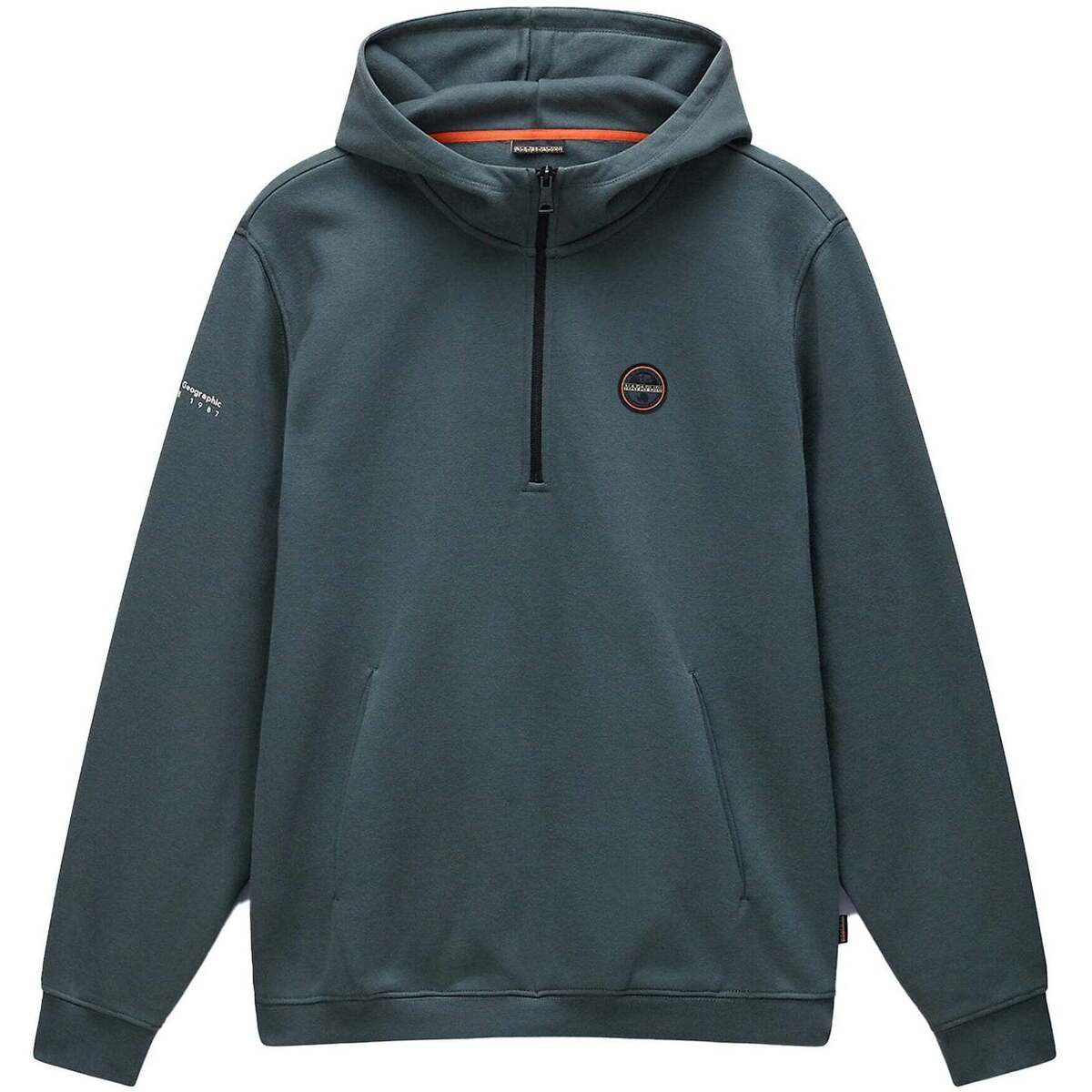 Napapijri  Badge Quarter Zip Hoodie Green Urban  Zelená