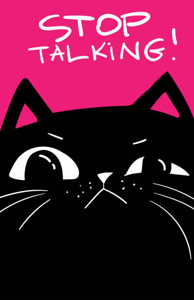 Marianna Pashchuk Ilustrace Sad cat face. stop talking lettering., Marianna Pashchuk, 26.7 × 40 cm