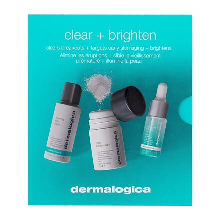 Dermalogica Clear + Brighten : čisticí pěna Active Clearing Clearing Skin Wash 50 ml + exfoliační pudr Daily Microfoliant 13 g + pleťové sérum Active Clearing Age Bright Clearing Serum 10 ml pro ženy