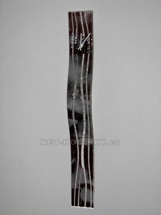 autorské hodiny Skleněné nástěnné hodiny Fusing dlouhé černé 150671