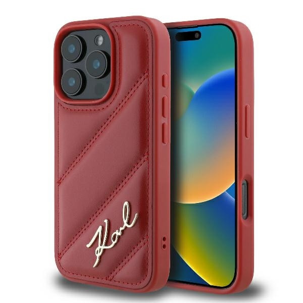 Originální zadní kryt KARL LAGERFELD hardcase Quilted Signature KLHCP16XPQDSMGR pro iPhone 16 Pro Max Red