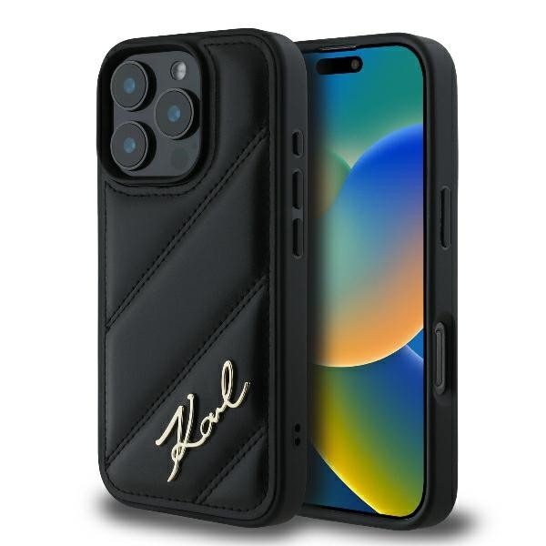 Originální zadní kryt KARL LAGERFELD hardcase Quilted Signature KLHCP16XPQDSMGK pro iPhone 16 Pro Max Black