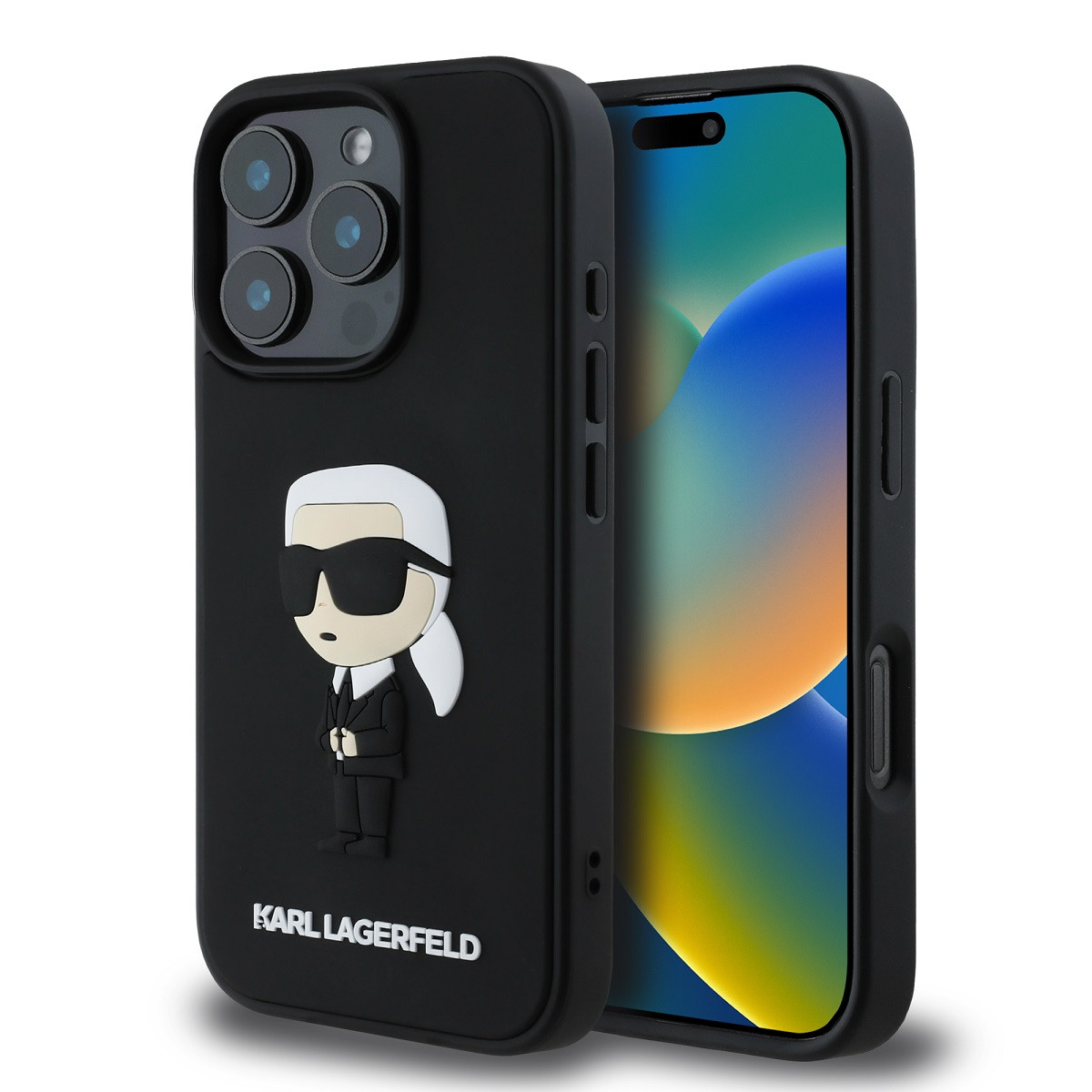 Zadní kryt Karl Lagerfeld 3D Rubber Ikonik pro iPhone 16 Pro Black