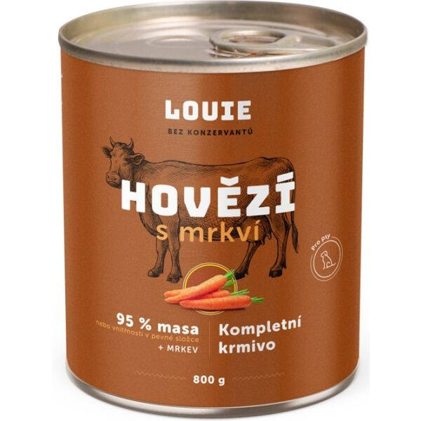 LOUIE Hovězí s mrkví 800 g Psí konzerva, hnědá, velikost