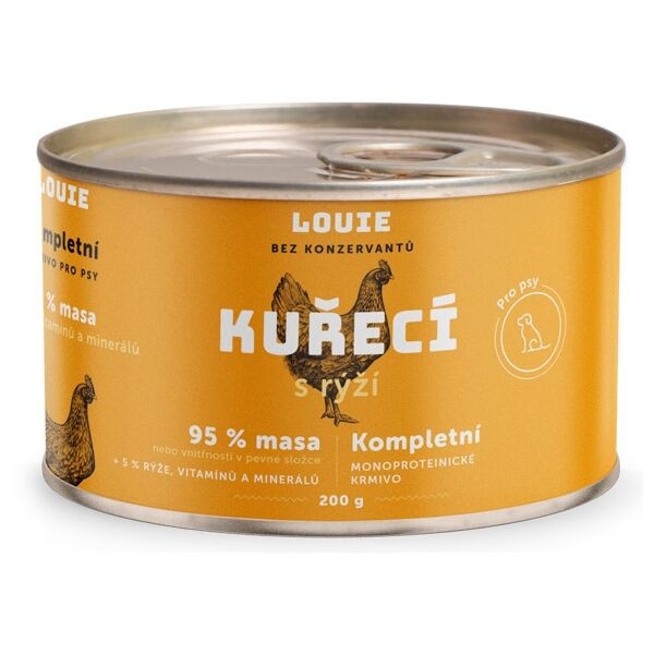 LOUIE Kuřecí s rýží 200g Psí konzerva, žlutá, velikost